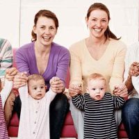 mothers with their babies 